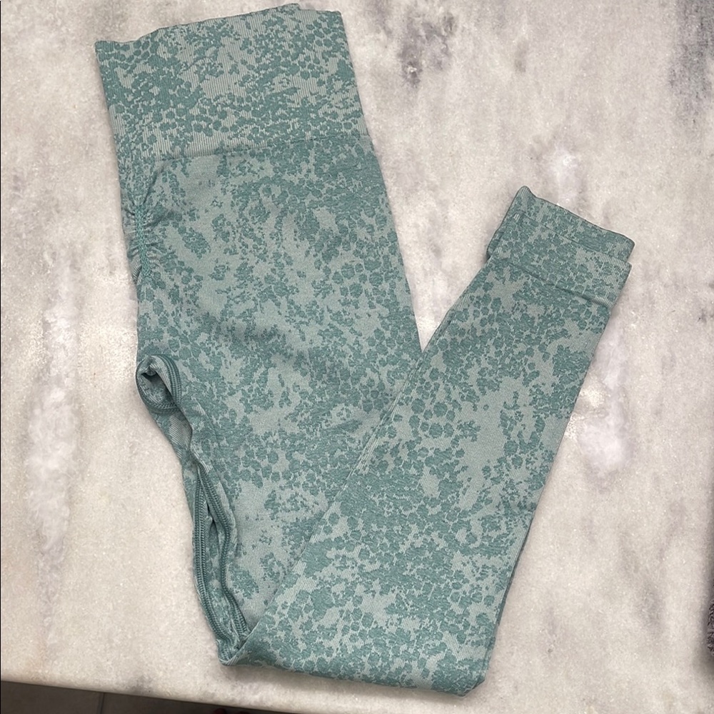 Gymshark Green Leggings with Mottled Pattern